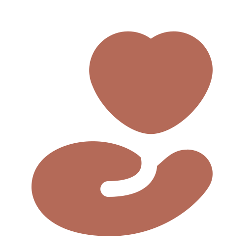 Heart in hand care icon